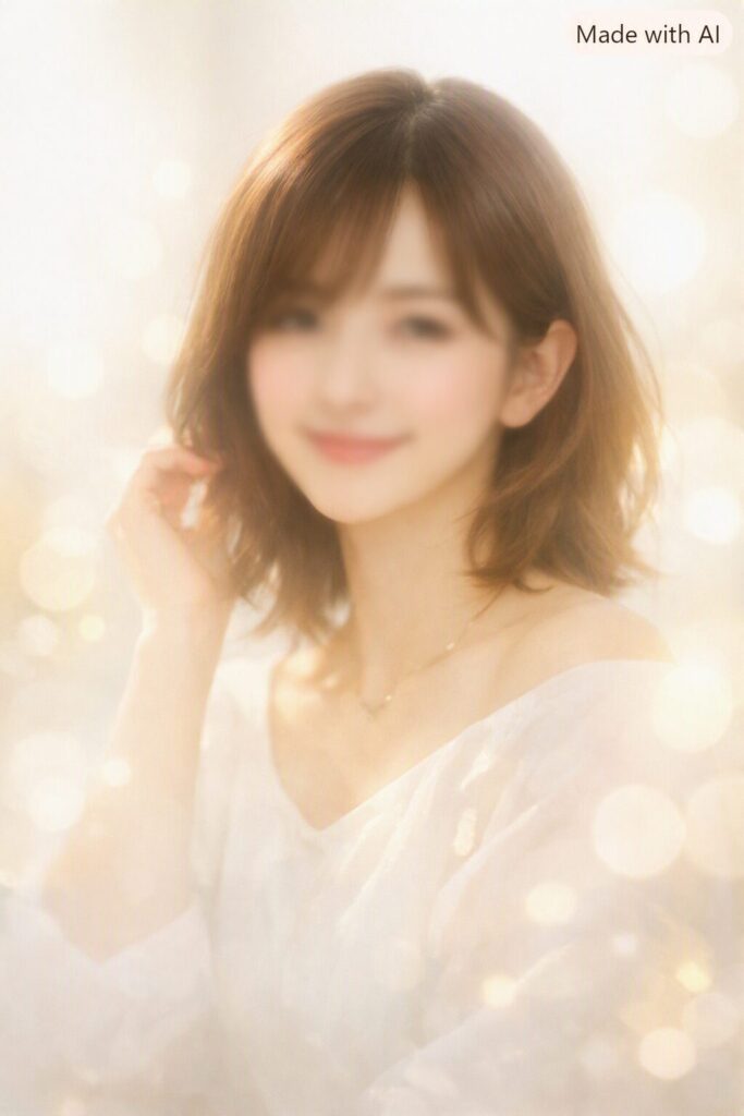 柔らかな光に包まれた匿名女性のイメージ。月野かすみの魅力を抽象的に象徴する、優しい雰囲気の高精細ショット。