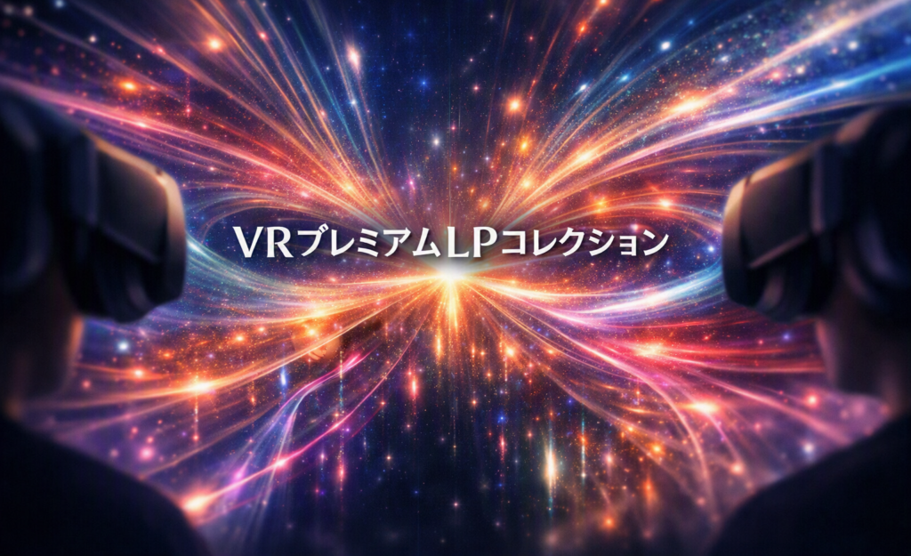 VRプレミアムLP（長尺）コレクションのイメージ：光のトンネルが広がる中、中央にタイトルが浮かぶ没入型VRの象徴的ビジュアル