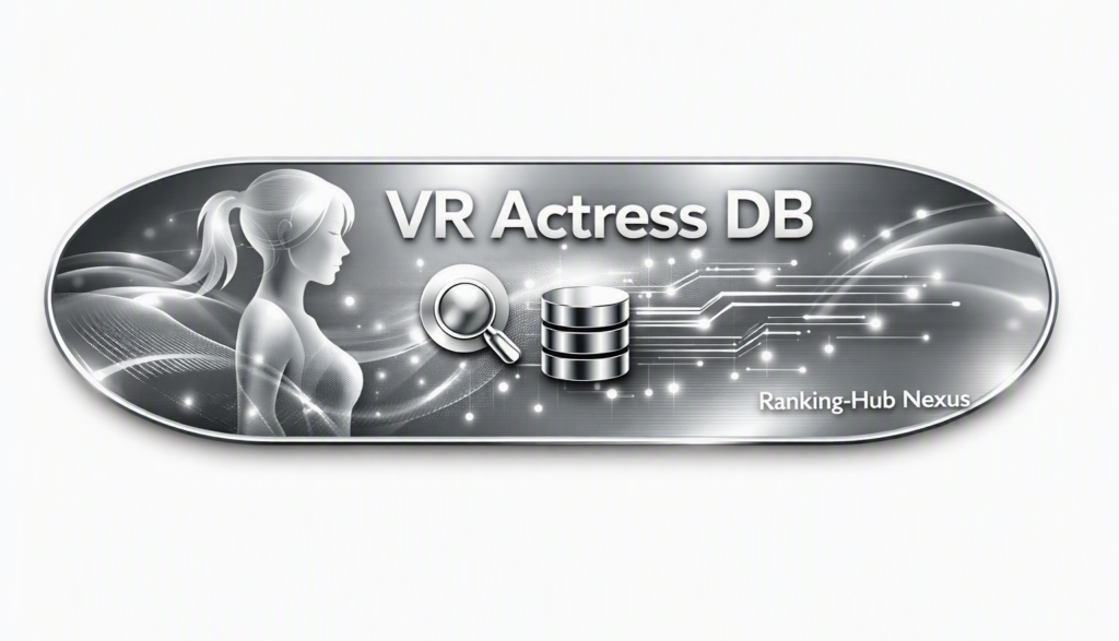 VR Actress DBのカテゴリ画像。シルバー基調の楕円形デザインに女性シルエットとデータベースアイコンを配置した未来的なイメージ。